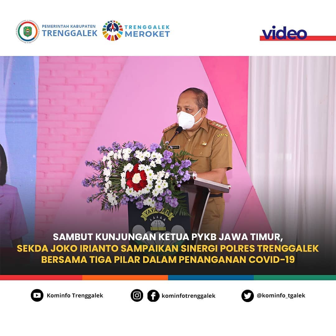 Sambut Kunjungan Ketua PYKB Jawa Timur, Setda Joko Irianto Sampaikan Sinergi Polres Trenggalek Bersama 3 Pilar Dalam Penanganan Covid-19