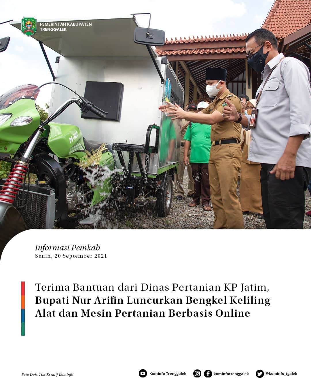 Terima Bantuan Dari Dinas Pertanian KP Jatim, Bupati Nur Arifin Luncurkan Bengkel Keliling Alat dan Mesin Pertanian Berbasis Online