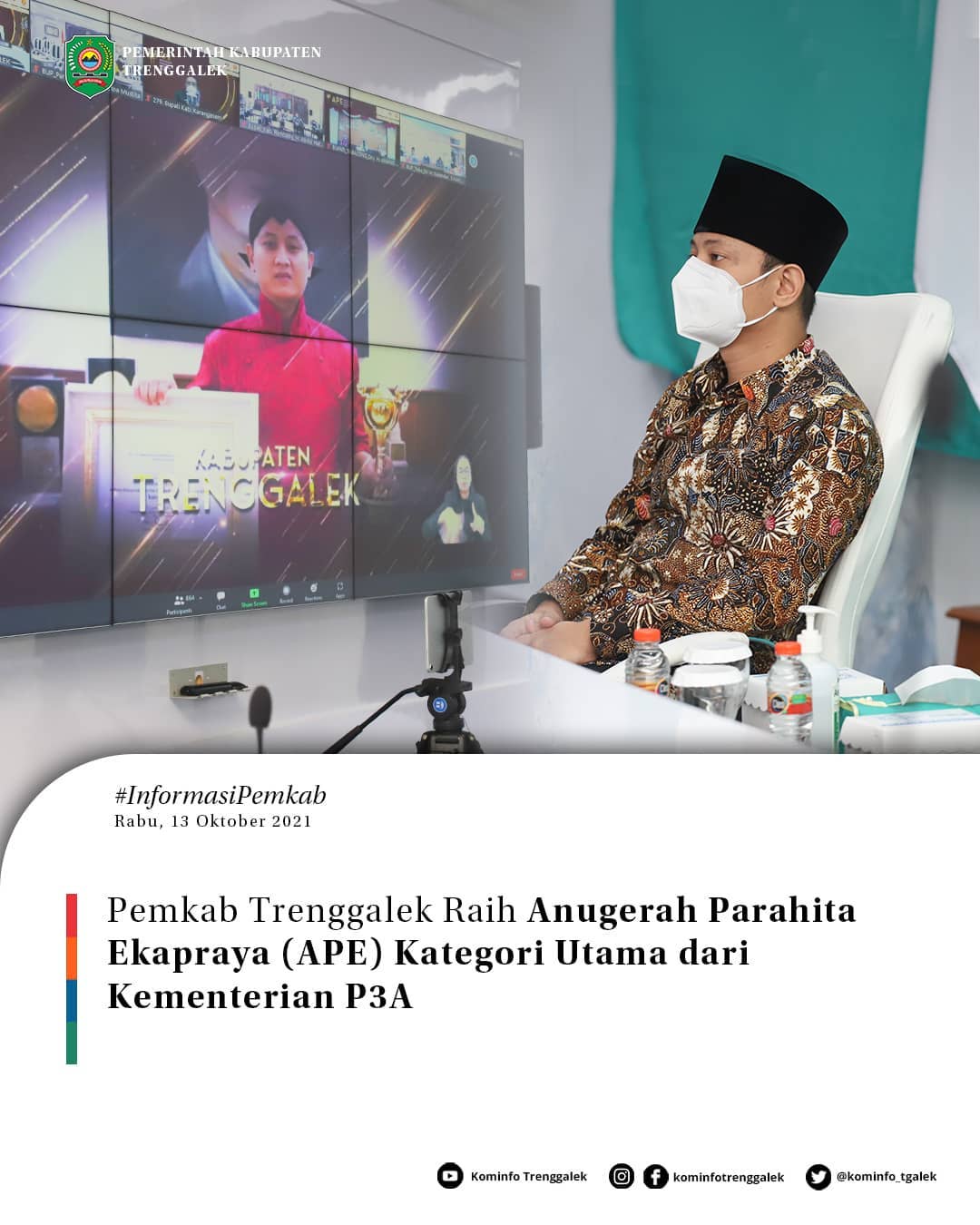 Pemkab Trenggalek Raih Anugerah Parahita Ekapraya (APE) Kategori Utama Dari Kementerian P3A