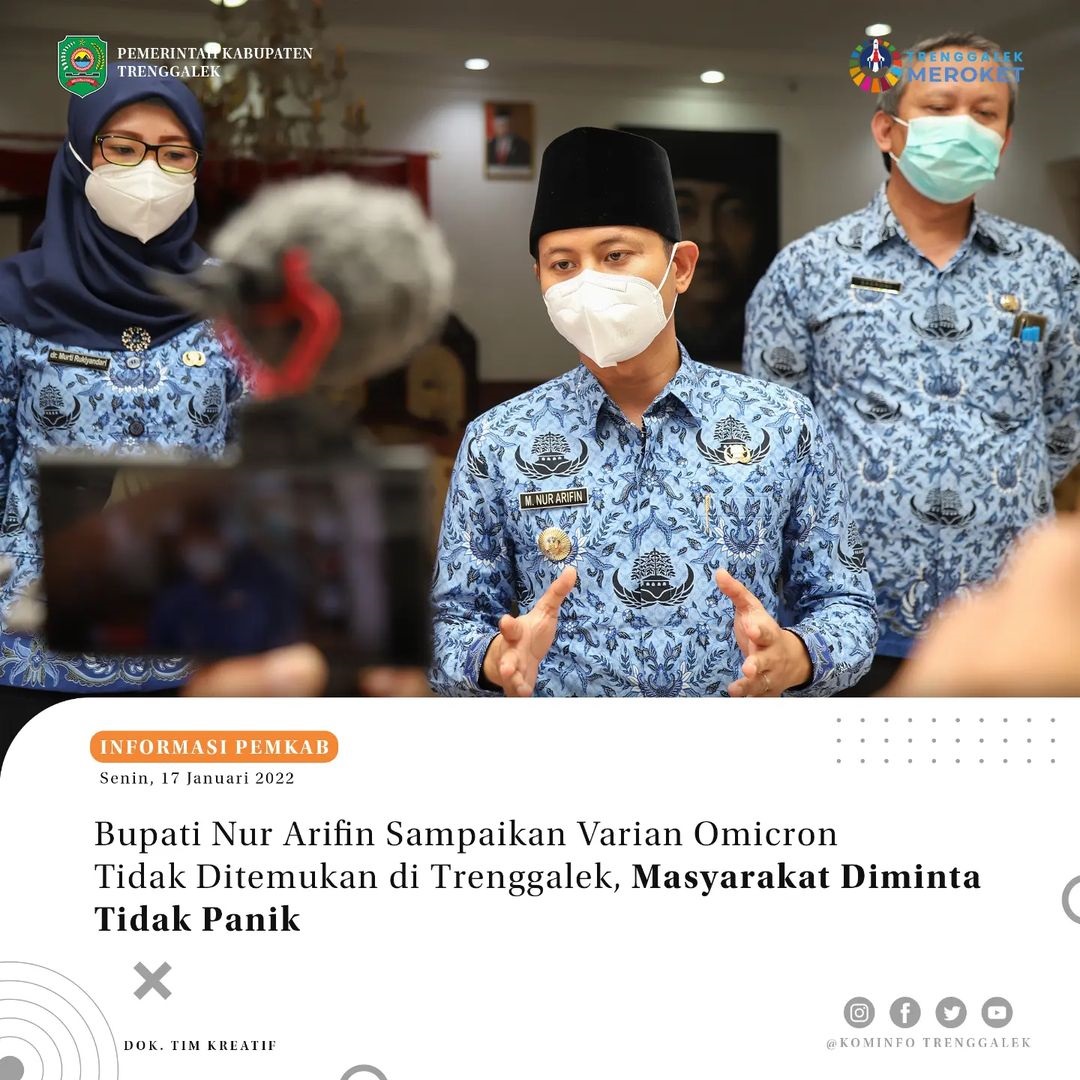 Bupati Nur Arifin Sampaikan Sampaikan Omicron Tidak Ditemukan di Trenggalek, Masyarakat Diminta TIdak Panik