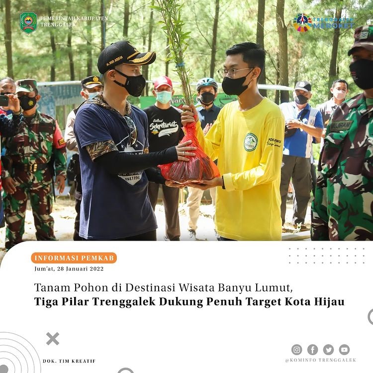Tanam Pohon di Destinasi Wisata Banyu Lumut, Tiga Pilar Trenggalek Dukung Penuh Target Kota Hijau