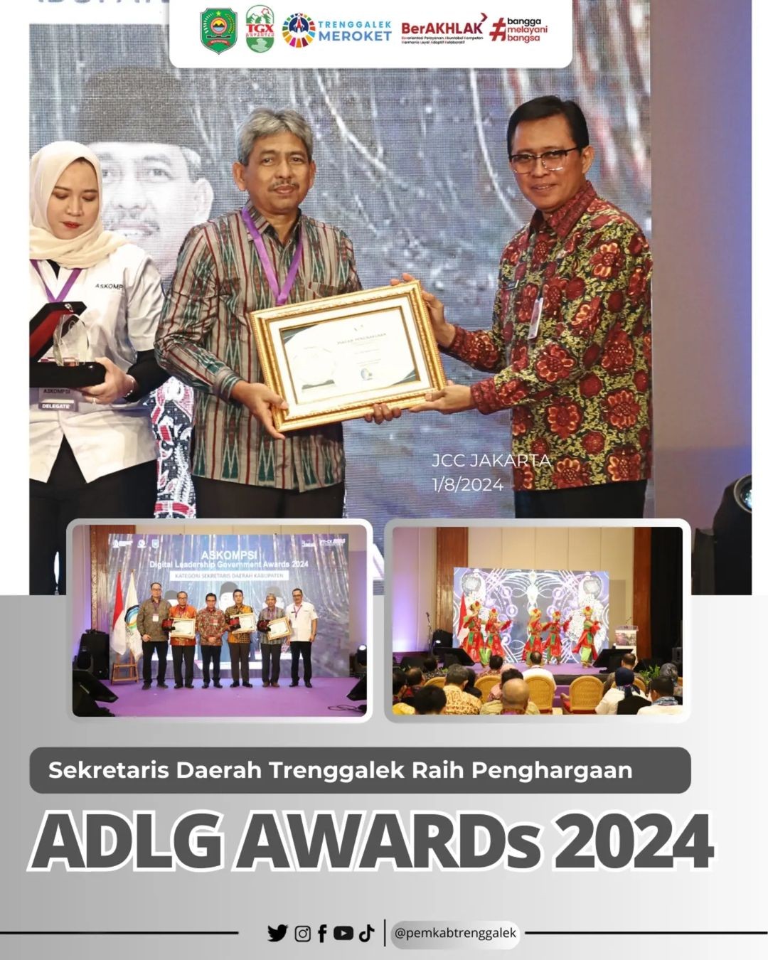 Sekda Trenggalek Raih ADLG Awards Tahun 2024