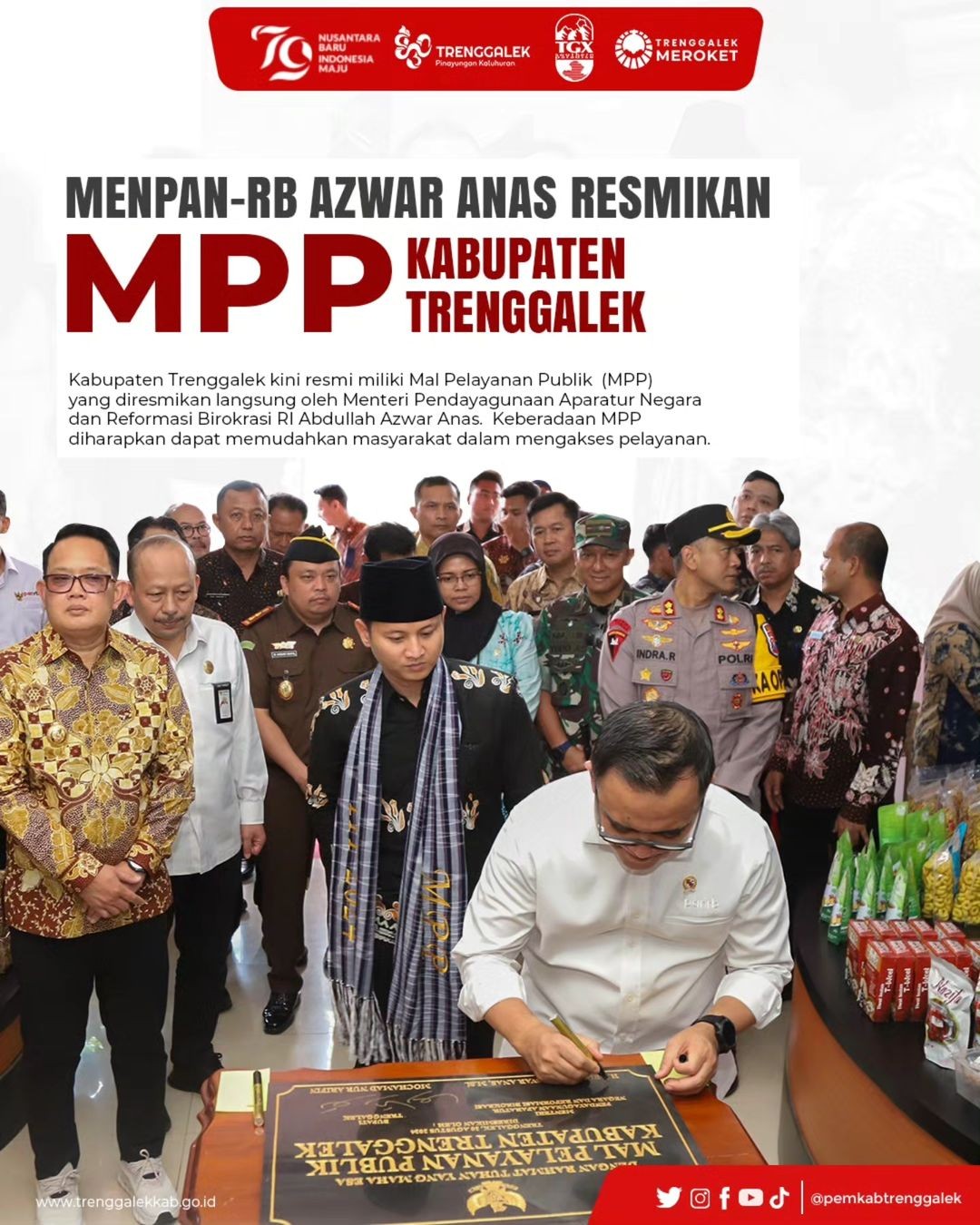 Menpan-RB Azwar Anas Resmikan MPP Kabupaten Trenggalek