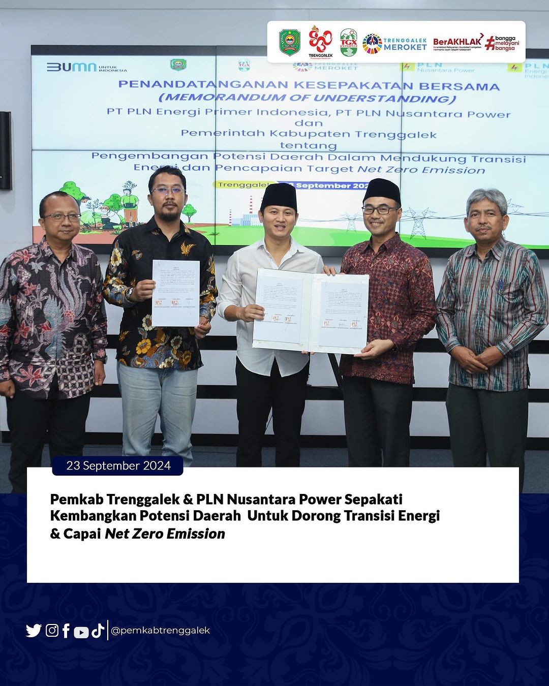 Pemkab Trenggalek & PLN Nusantara Power Sepakati Kembangkan Potensi Daerah Untuk Dorong Transisi Energi & Capai Net Zero Emission