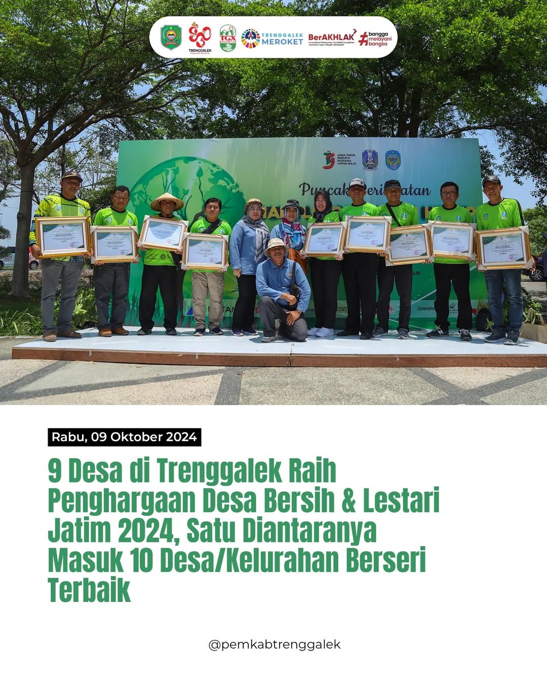 9 Desa di Trenggalek Raih Penghargaan Desa Bersih dan Lestari Jatim 2024