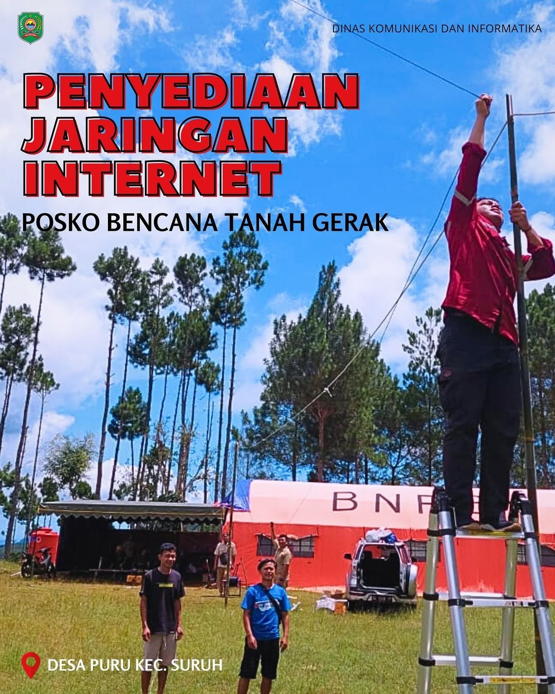 Dinas Kominfo Menyediakan Jaringan Internet di Posko Bencana Tanah Gerak Kecamatan Suruh