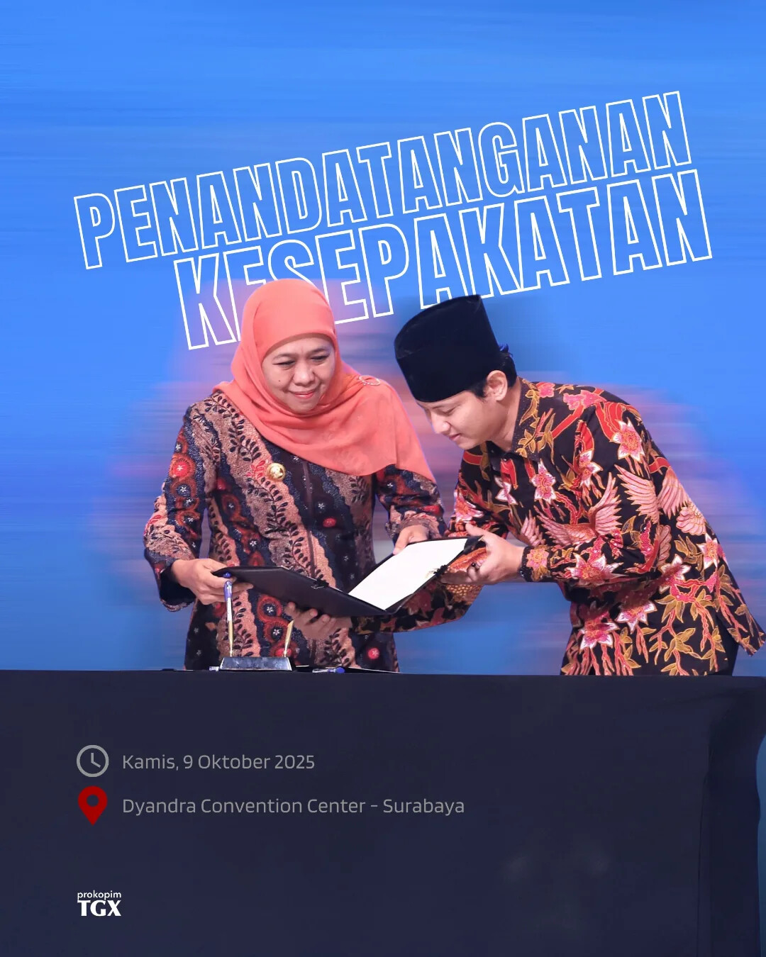 38 pemerintah kabupaten/kota se-Jawa Timur lakukan penandatanganan kesepakatan secara serentak di Dyandra Convention Center Surabaya, Kamis (9/10/2025)